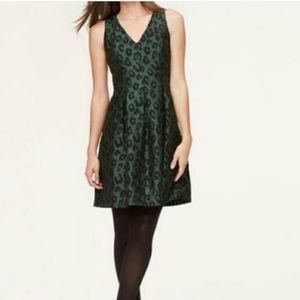 NWT Loft Green Jacquard Leopard Print Dress